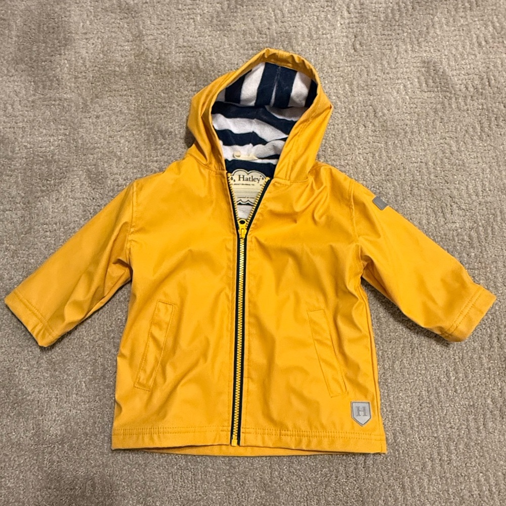 Hatley Yellow lined unisex-child Kids Zip-up Rain Jacket Size 2